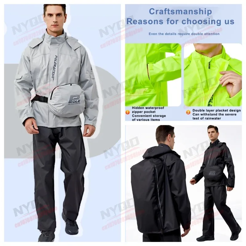 

Motorcycle Riding Men's and Women's Raincoat and Rain Pants Windproof Waterproof Tear Resistant Split Set