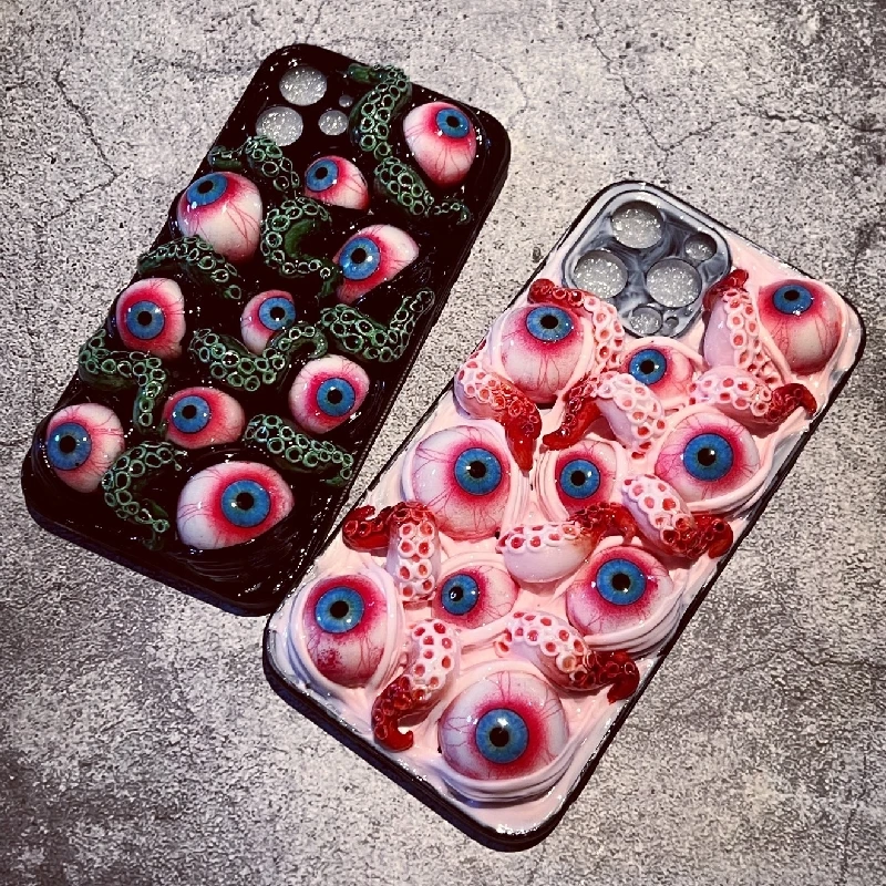 4159 Original 3D Handmade Mobile Phone Case Cthulhu Tentacles Scarlet Eyes Dark Gothic Mobile Phone Case Custom Christmas Gift