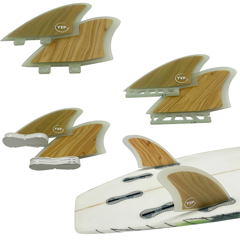 Twin Fins Sets Bamboo Double Tabs/Double Tabs 2/Single Tabs Surfboard Fins Fibreglass Quilhas Thruster(2 Fins) Surfing Keel Fins