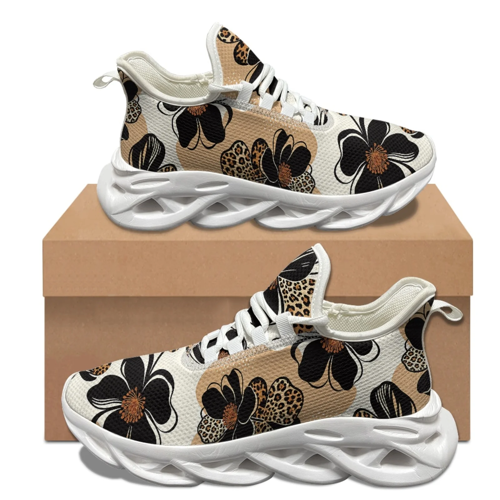 

XIXIRIMIDO Blade Running Shoes Women's Lightweight Sneakers Men's Sport Commuter Shoes Comfortable Breathable Soft Leopard Print