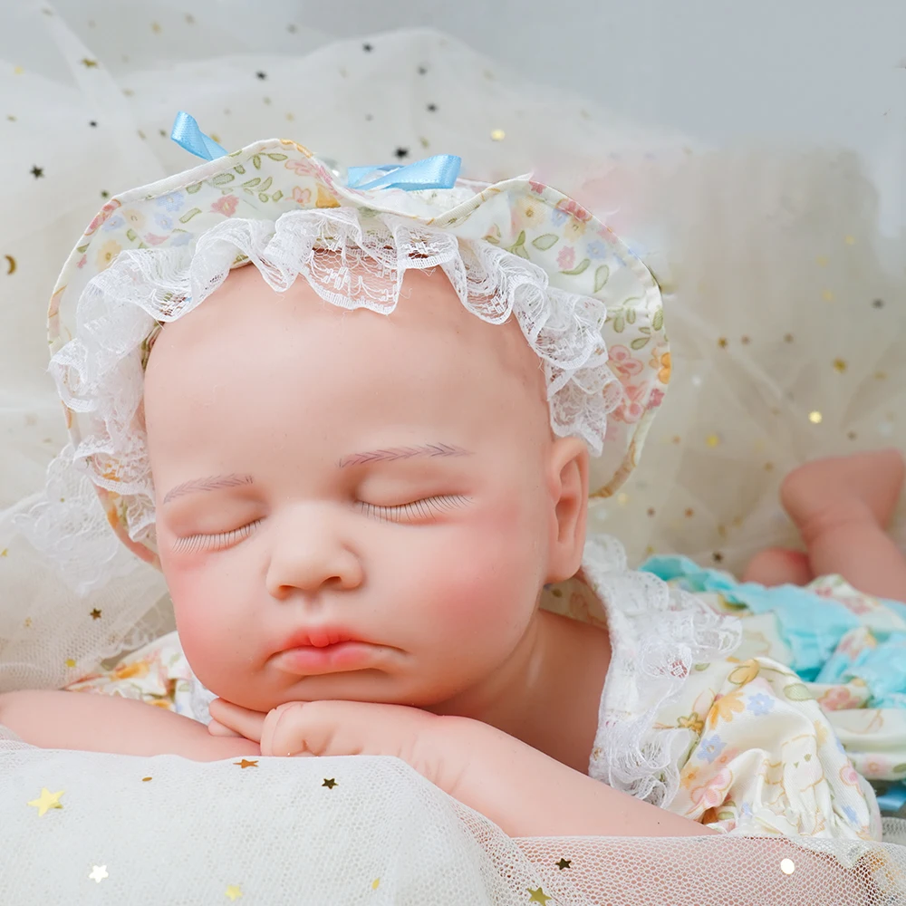 Full Solid Platinum Silicone Reborn Doll Washable Sleeping Painted 50cm Realistic Soft Weighted Doll for Christmas Gift