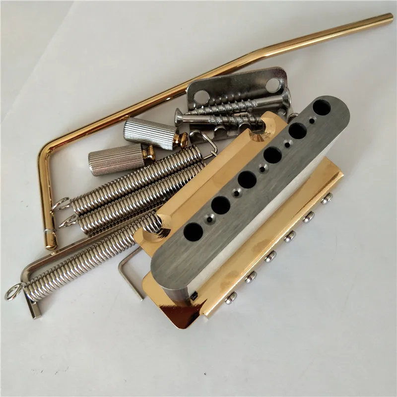 Double Wave Electric Guitar Bridge with Tremolo Bar, Chrome, Gold, 6 Strings, BJ1003, BJ-597