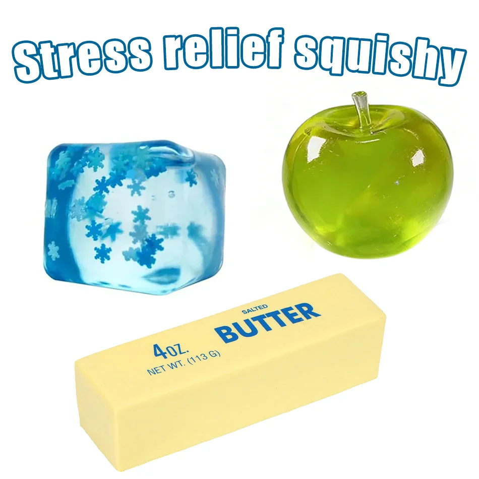 

Soft Glue Green Apple Butter Stick Snowflake Square Stress Relief Squishy Slow Rising Toy Sensory Toy Gift for Adults & Kids