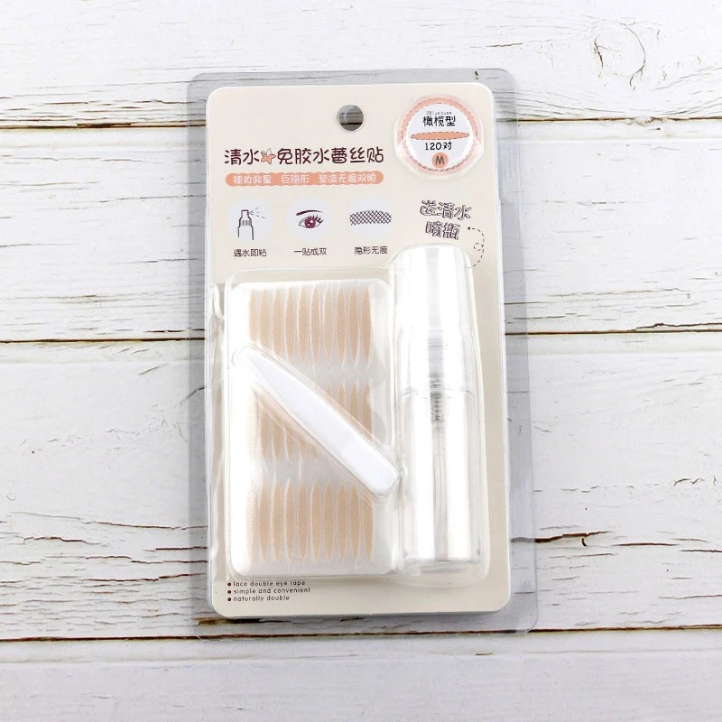 120 Pairs of Lace Double Eyelid Stickers That Stick To Water Without Feeling Invisible and Come with Spray Bottle Makeup