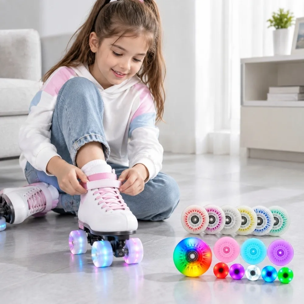 4pcs LED Children's Skating Shoes Flash Wheels 60/62/70/72/76/80mm Multicolors Flash Wheel Roller Wheels Parts