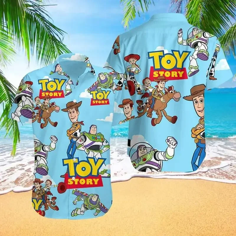 Toy Story Hawaiian Shirts Fashion Men Women Button Up Short Sleeve Shirts Disney Hawaiian Shirts Casual Beach Shirts Party Shirt