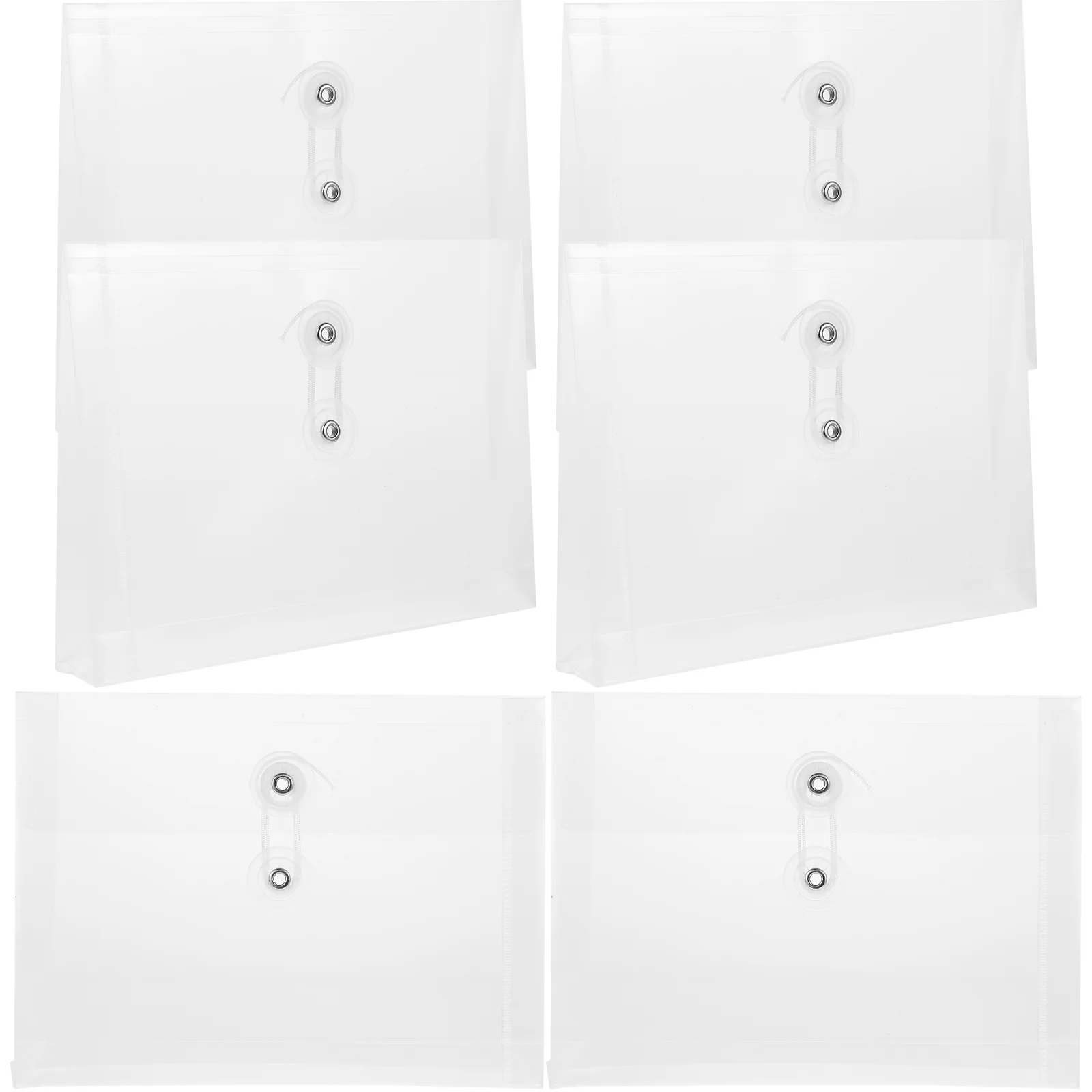 Sacos De Armazenamento De Documentos De Plástico Transparente, Bolsos De Arquivo, Envelopes, Corda, Botão, Documentos, 6Pcs