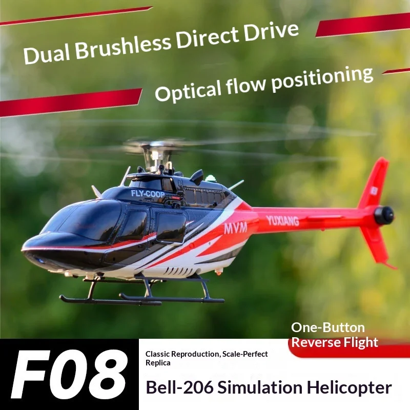 New Yuxiang F08 Bell 206 RC Helicopter Optical Flow Positioning One Key Inversion Simulation Aircraft Model For Hobby Players