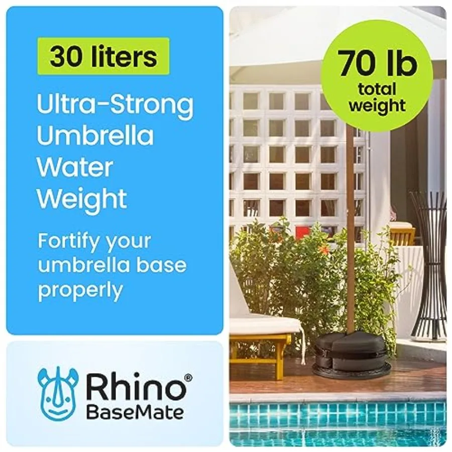 BaseMate Round Umbrella Base Weight with Side Slot Opening, Black - Base Weight Water Bag for Umbrella Stand Cantilever Base