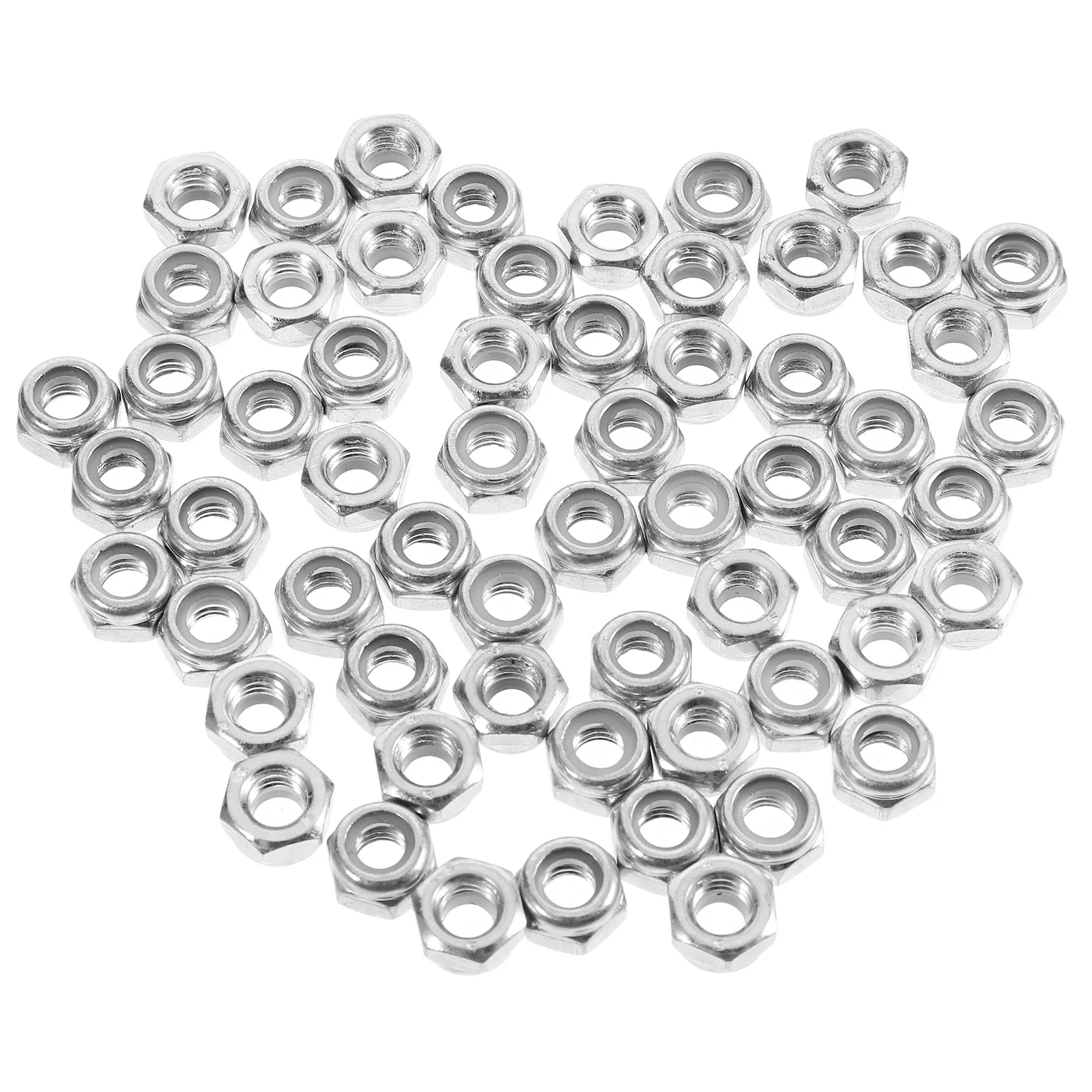 

100Pcs Hexagon Lock Nuts Stainless Steel Self-locking with Nylon Insert for Machinery Appliances Cars Sports Equipment Hardware