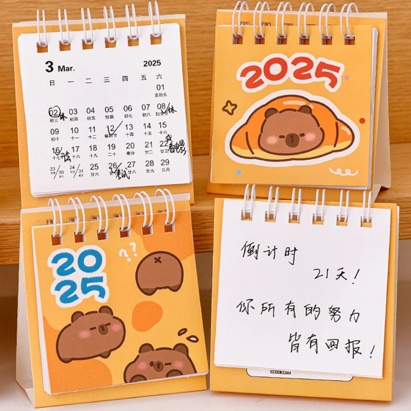 Creatieve Mini Cartoon Bureaukalender Schattige Draagbare Capibara Pocket Kalender Desktop Kleine Decoratie Kantoorschoolbenodigdheden Geschenken