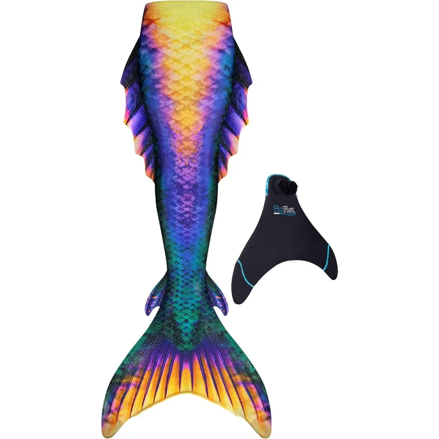 

Fin Fun Atlantis Mermaid Tail for Swimming with Reinforced Tips and Monofin - Adult Teen Sizes in Blue with Durable Material an
