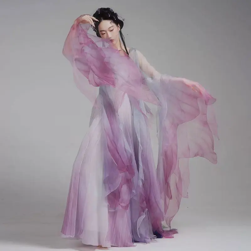 Xunji Sparkling Classical Dance Daily Dress Hanfu Torn Han Elements Ancient Style Dance Large Sleeve Fairy Hanfu