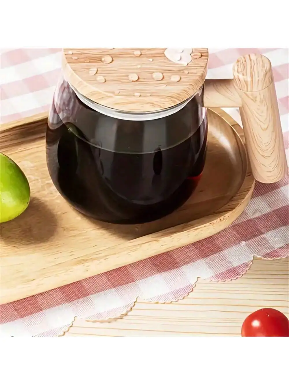 1pc 400ml 자체 교반 머그잔-커피, 우유 및 단백질 파우더 용 고 붕규산 유리 혼합 컵-회전 및 휴대용 F