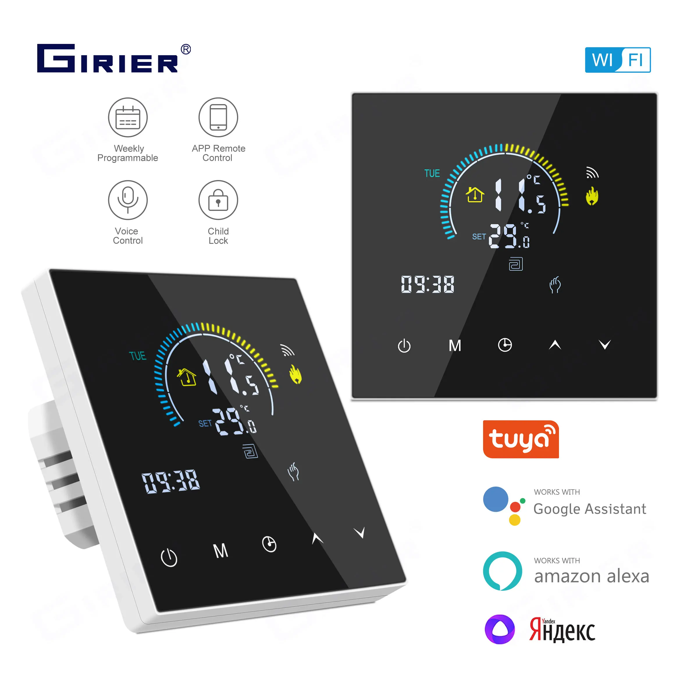 GIRIER Smart WiFi Termostato para Aquecimento Elétrico/Água Piso/Caldeira a Gás Smart Home Temerature Controller Works Alaxe Hey Google