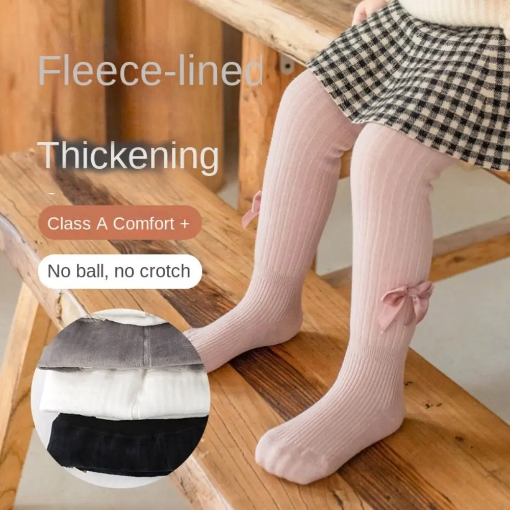 Warm Velvet Bow Cashmere Tights Cotton Toddler Stocking Warm Tights Thickened Bowknot Pantyhose Winter view 5