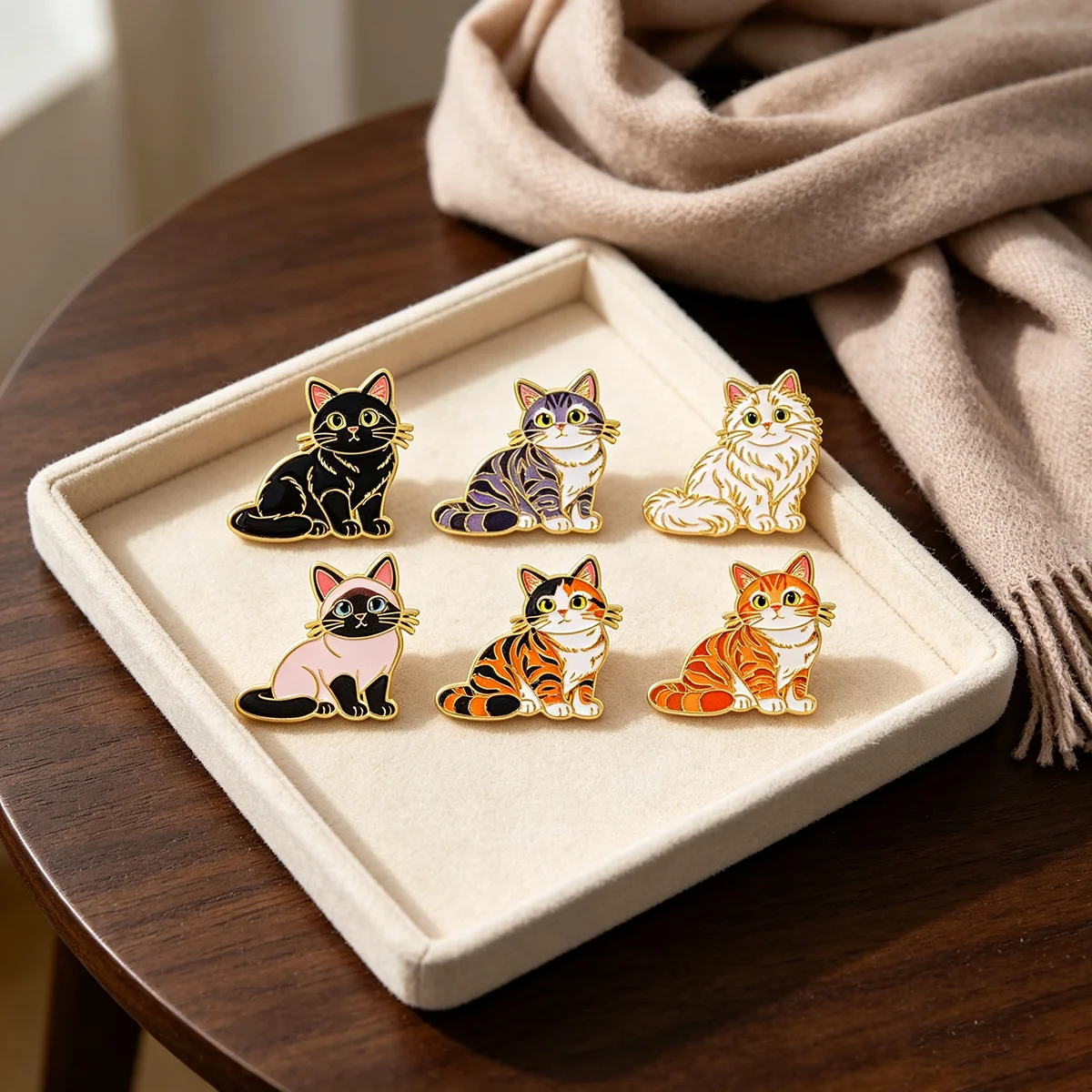 Cute Cat Enamel Pins Cartoon Black Siamese Tabby Calico Brooch Lapel Pin Badge on Clothing Accessories Fashion Jewelry Gifts
