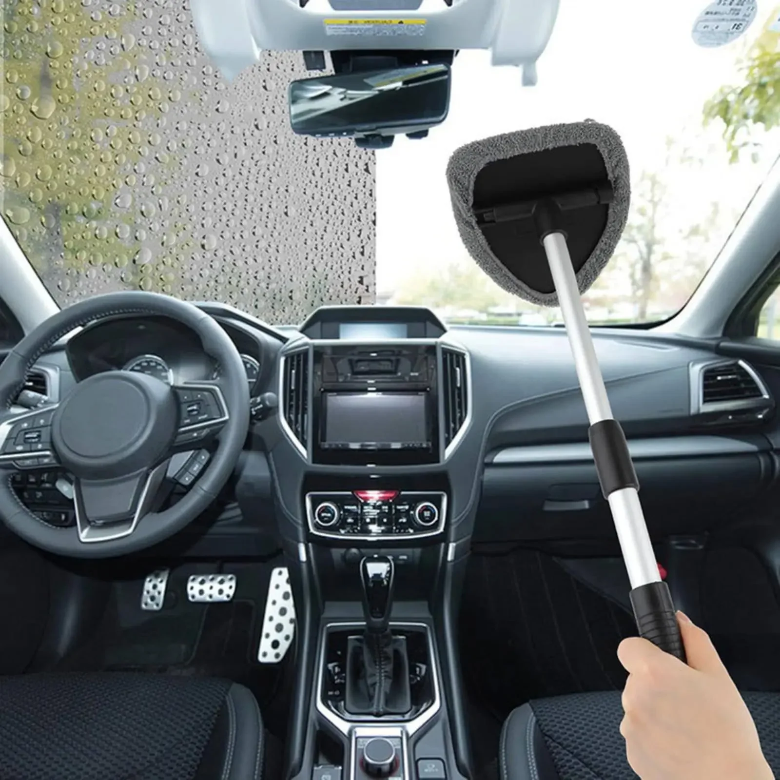Telescopic Windshield Cleaning Tool Lightweight Design Long Handle Windshield Cleaner Interior Car Window Cleaner Anti-Slip Grip