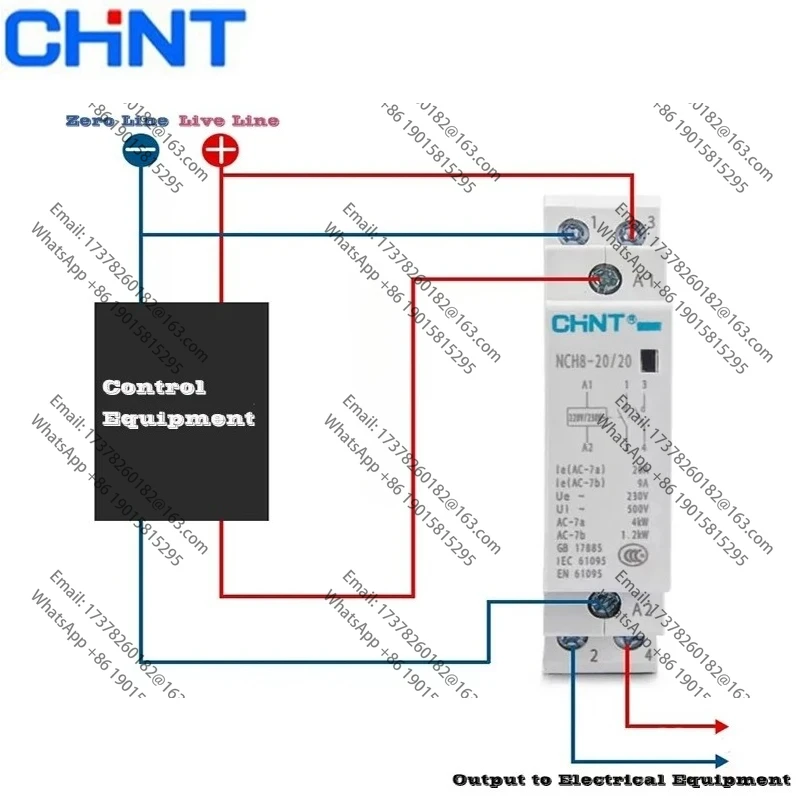الأصلي CHINT NCH8-20 NCH8-25 20A 25A 63A المقاولين وحدات الفقرة el hogar con carril Din الفقرة 2NO 2NC 1NO 1NC 4NO 220V/230V