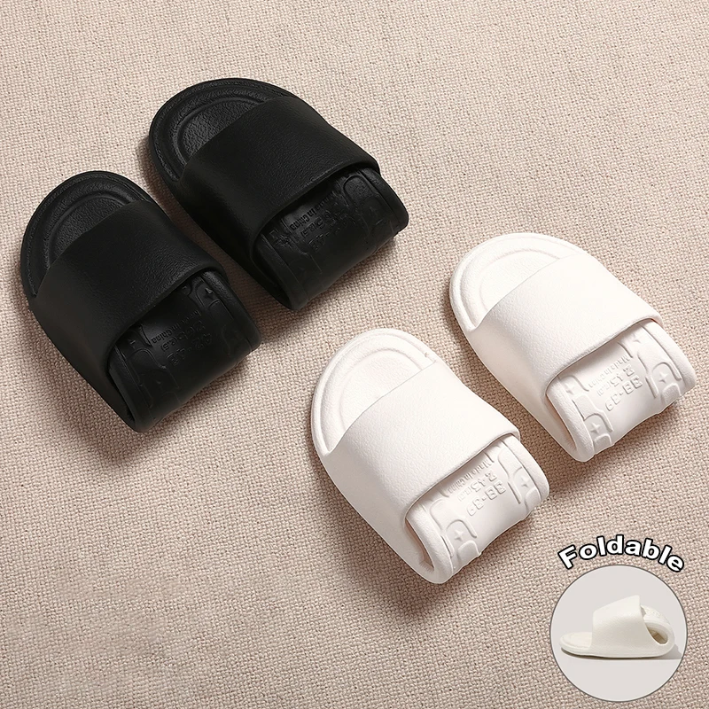 Foldable House Slipper Hotel Travel Shoe Non-Slip Portable Home Guest Use Men Women Unisex Slide Flat Shoes Salon Homestay Hotel