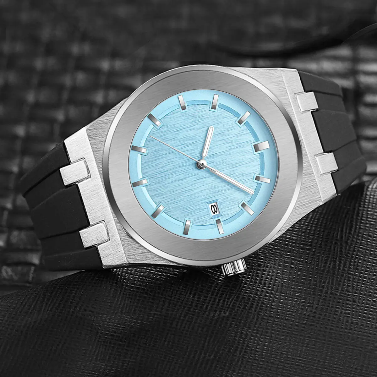 PINTIME Simple Men\'s Watch Fashion Leisure Sports Silicone Watch Automatic Date No Logo Round Waterproof Quartz Watch