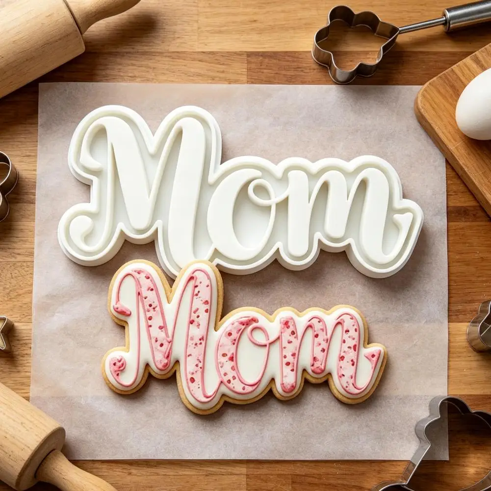 

Cookie Cutters Food Grade Cookie Stamps Reusable Dishwasher Safe Flexible Decorations Mold Mother's Day Gift