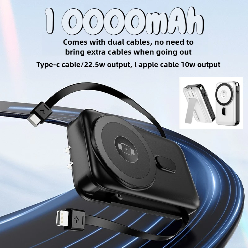 

Power Bank 10000 мАч с разъемом переменного тока, магнитно впитывающая беспроводная быстрая зарядка для часов IPhone, Xiaomi, Huawei, Samsung