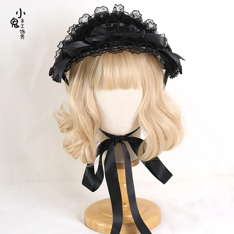 Japanese Lolita Hair Accessories Ruffled Sweet Bowknot Y2K Maid Headband Anime Cosplay Costume Headdress