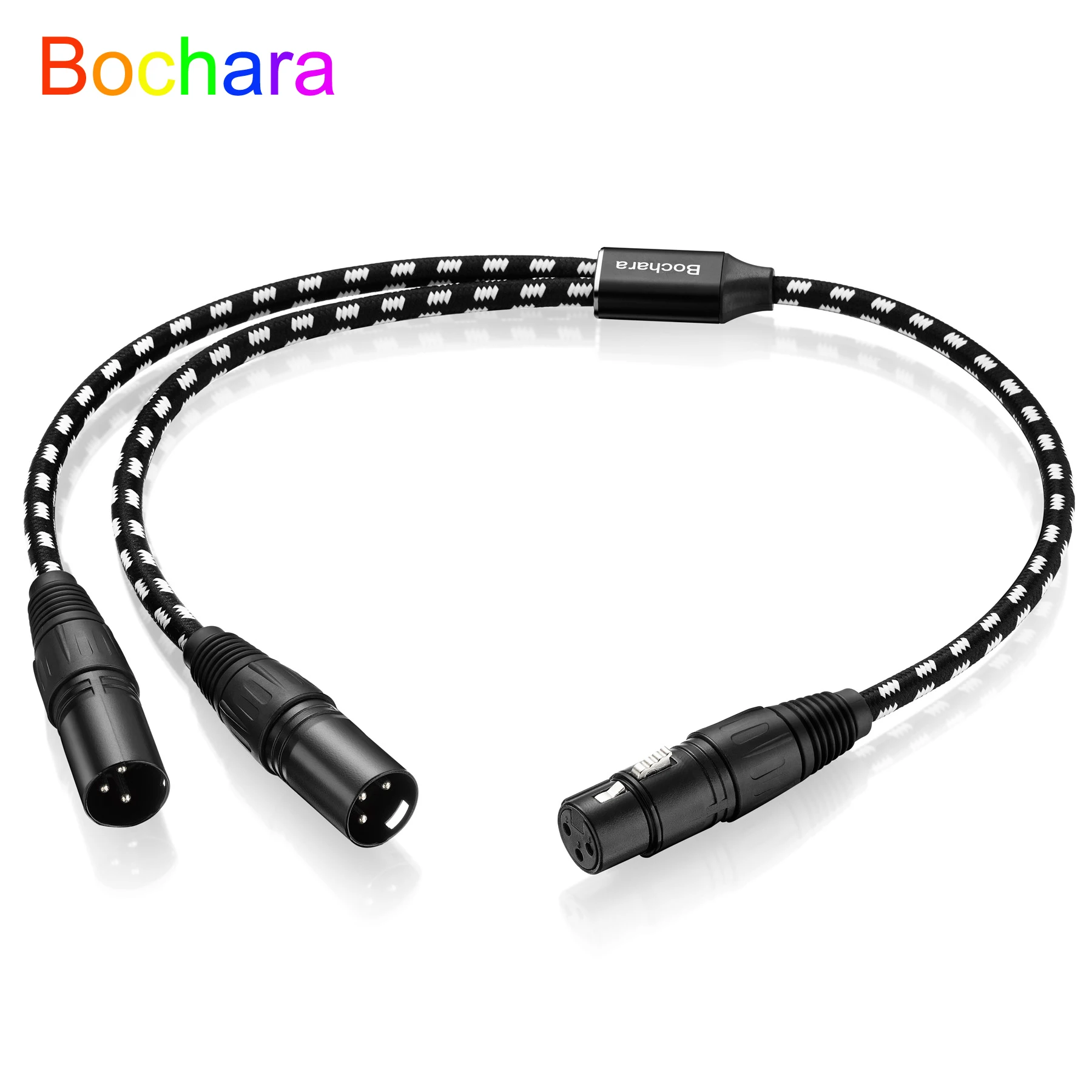 Braided XLR Female to Dual XLR Male 3pin Y Splitter Cable Foil+Braided Shielded For Microphone Mixer Amplifier 50cm