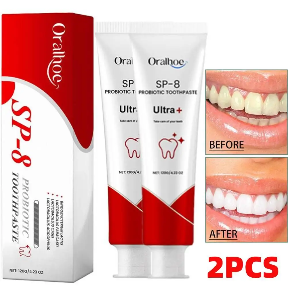 2PCS SP-8 Toothpaste Whitening Toothpaste Fresh Breath Triple Whitening Teeth Oral Health Management Deep Probiotic Product