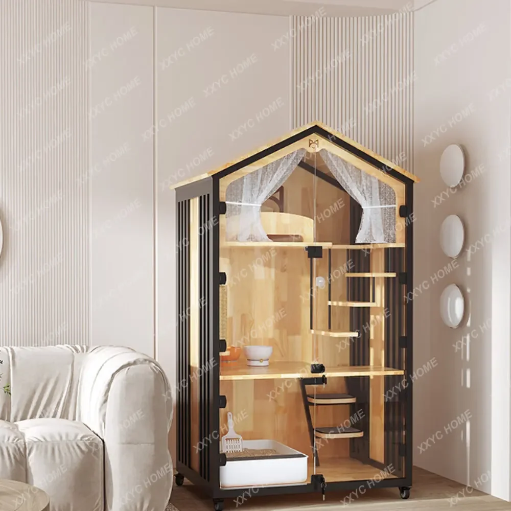 

Cat Cage Villa High-End Luxury Three-Layer Large Household Cattery Cat House Chamfer Cat Display Cabinet