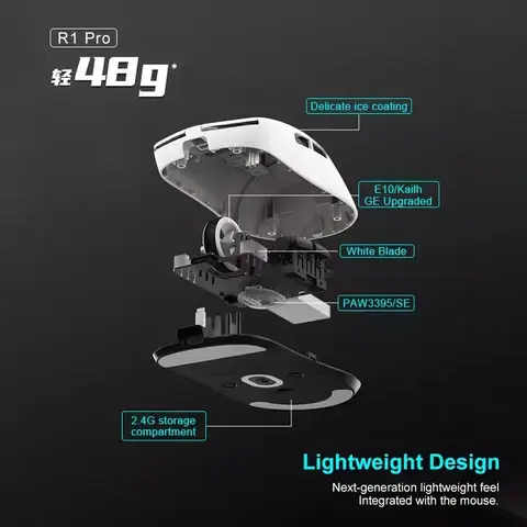 VXE Dragonfly R1 Pro MAX 2.4G WirelessGaming Mouse PAW3395 26000DPI 3-mode Connection with Low Latency Wired Gaming Mouse