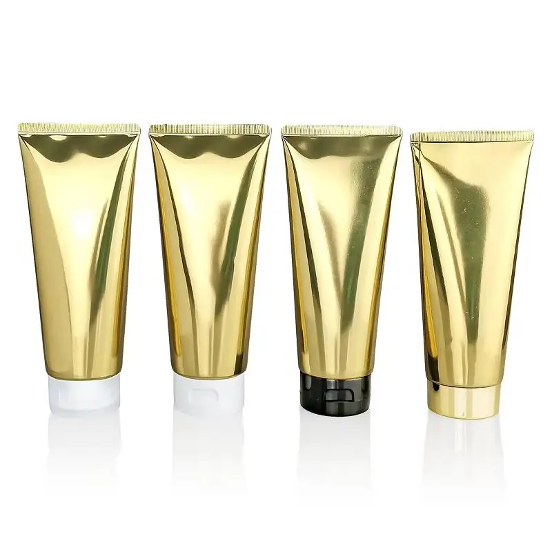 

20Pcs Plastic Soft Tubes 200ml Shiny Gold Aluminum Empty Lotion Cream Squeeze Bottle Refillable Facial Cleanser Squeeze Tubes