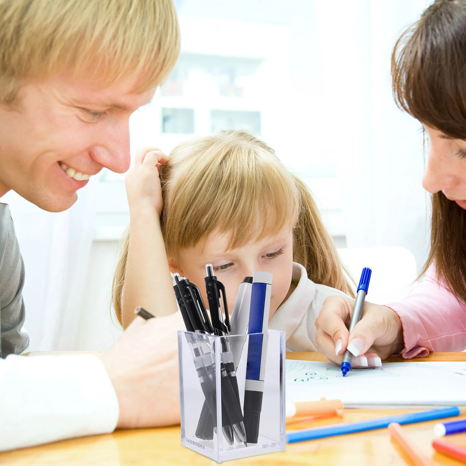 

3Pcs Acrylic Pen Holders Transparent Storage Cylinder Desktop Organizer Makeup Brush Holder Container Multifunctional