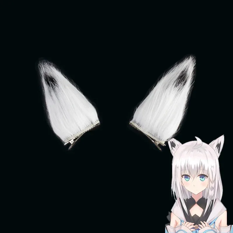 Nene 2025 2 أنواع Youtuber Hololive Shirakami Fubuki شعر مستعار تأثيري مع آذان أبيض مستقيم مقاومة للحرارة الشعر الاصطناعية Vtuber F