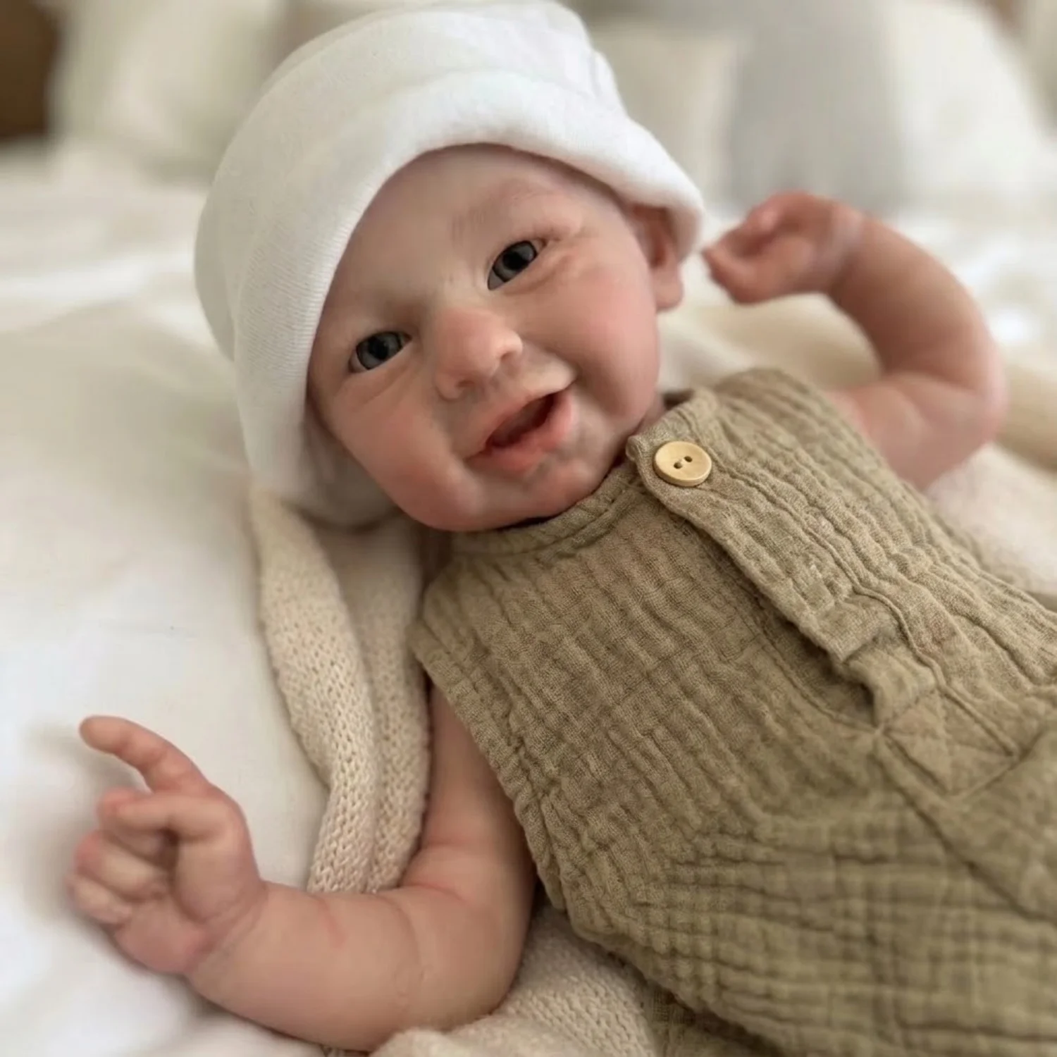 OtardDolls 18-Inch Handmade Open Mouth Silicone Doll Real Soft Reborn Doll Lifelike Painted Waterproof Collectible Toy