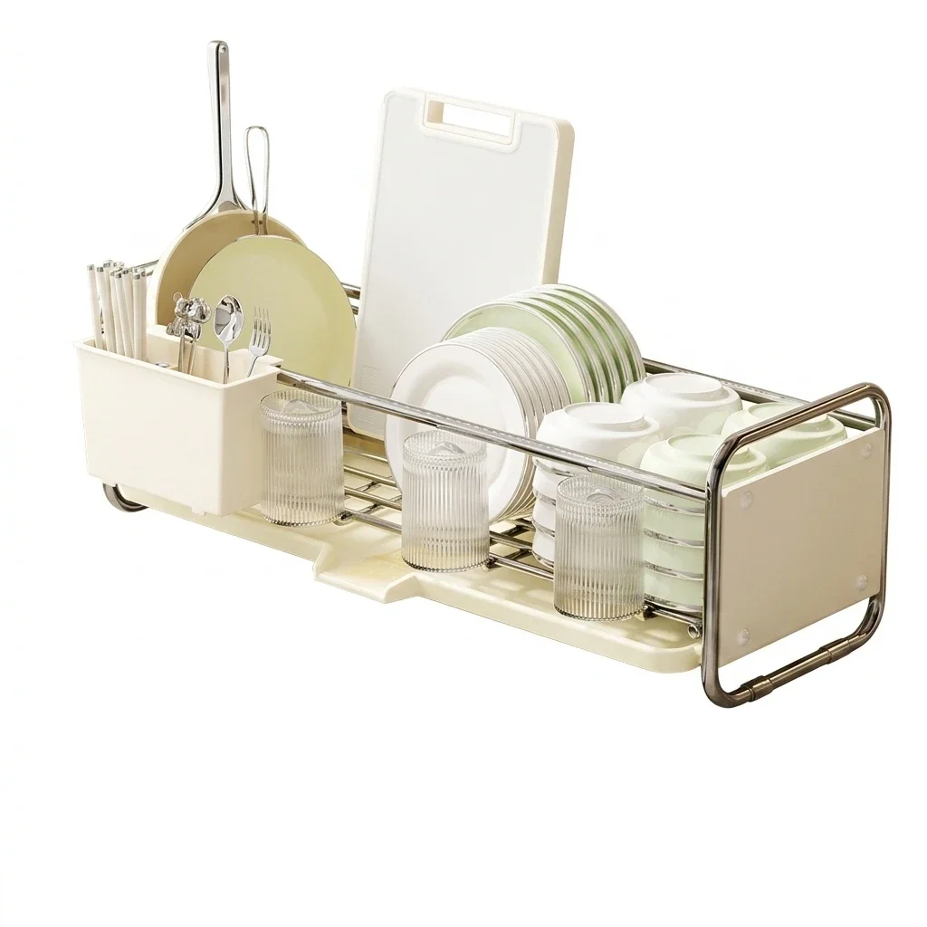 Dish Drying Rack 304 Stainless Steel Narrow Sink Organizer Space Saving Drainer for Kitchen Countertop Durable Rustproof