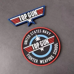 Top Gun Pilot Badge Tactical Morale Badge American Flag PVC Hook and Loop Patches Backpack Decorative Sticker