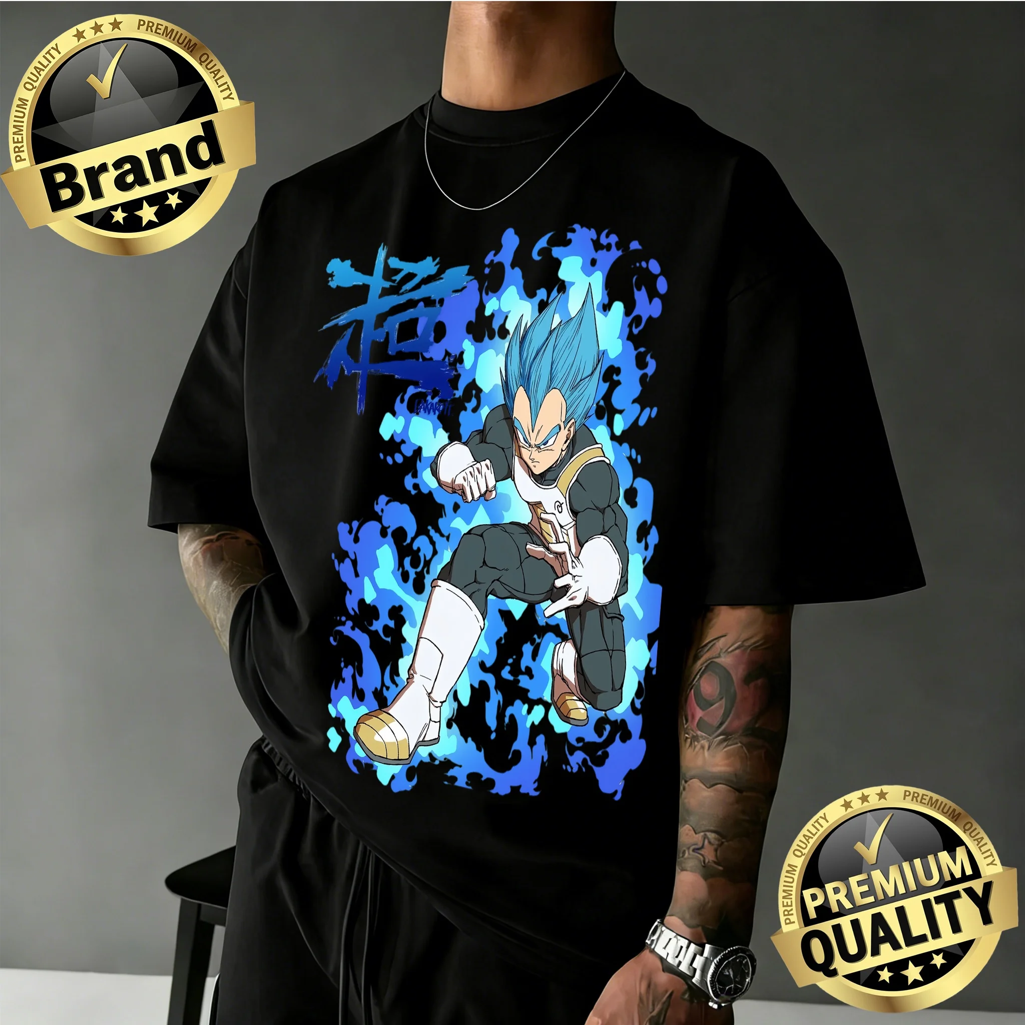 

2026 Summer Classic Dragon Ball T-Shirt 100% Cotton Oversized Vegeta SSB Retro Print Casual Loose Fit Unisex Tshirt Comfortable