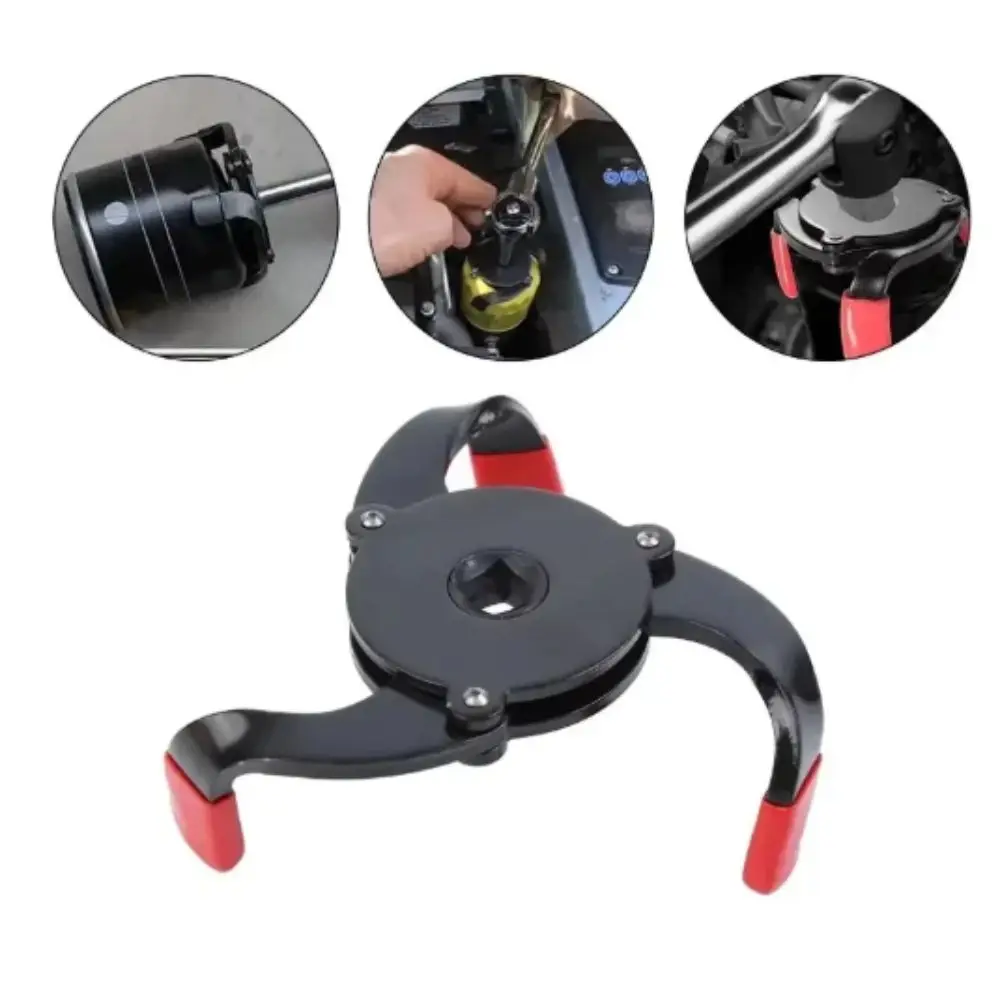 Ferramenta de remoção de filtro de óleo de aço de alta resistência, alcance de 60-100mm, mandíbula ajustável, ferramenta de 3 mandíbulas, design universal, interface especial