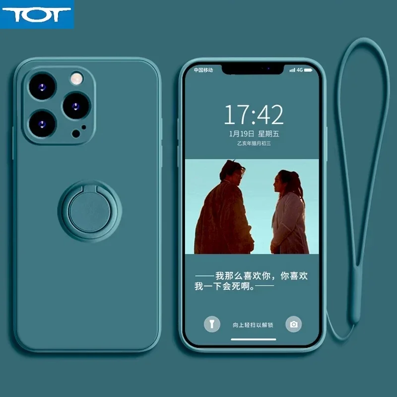 Мягкая жидкая силиконовая подставка для кольца на палец, магнитный держатель-кронштейн для iPhone 14 13 12 11 Pro Mini XR X XS Max 7 8 Plus, чехол для телефона