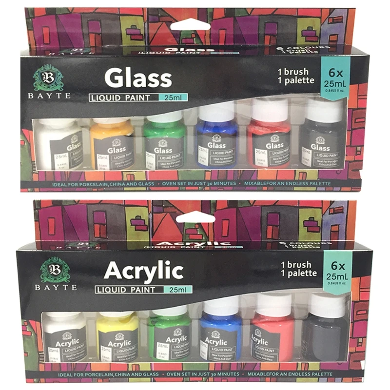 Portable Acrylic Paint Kit 6 Colors for DIY Crafts Painting on Stone Canvas Rock