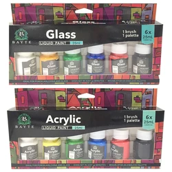 Kit de pintura acrílica portátil, 6 colores para manualidades DIY, pintura sobre lienzo de piedra, roca