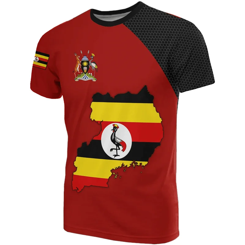 2024 Newest Uganda Flag 3D Pirnt T-shirt For Men Clothing Summer Sportswear Ugandan Emblem Graphic Fitness Jersey Tees Tops GYM