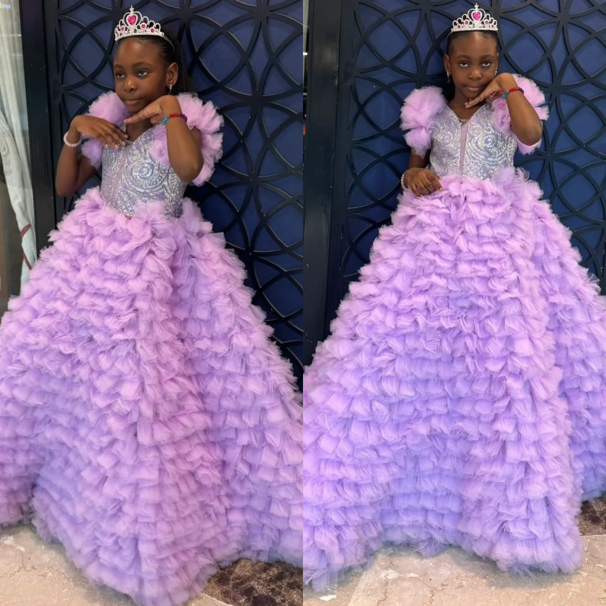 Lavender Kids Birthday Dresses Light Purple Princess Flower Girl Dresses for Wedding Baby Prom Gowns for Photoshoot