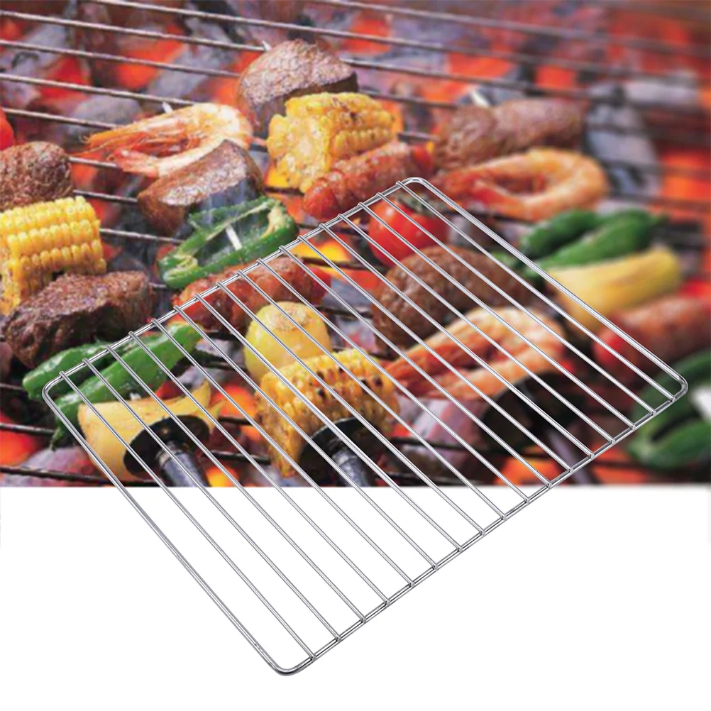 1pc Stainless Steel Barbecue Wire Mesh Multi-Purpose BBQ Grid Cooking Baking Rack Barbecue Grid for Outdoor Camping