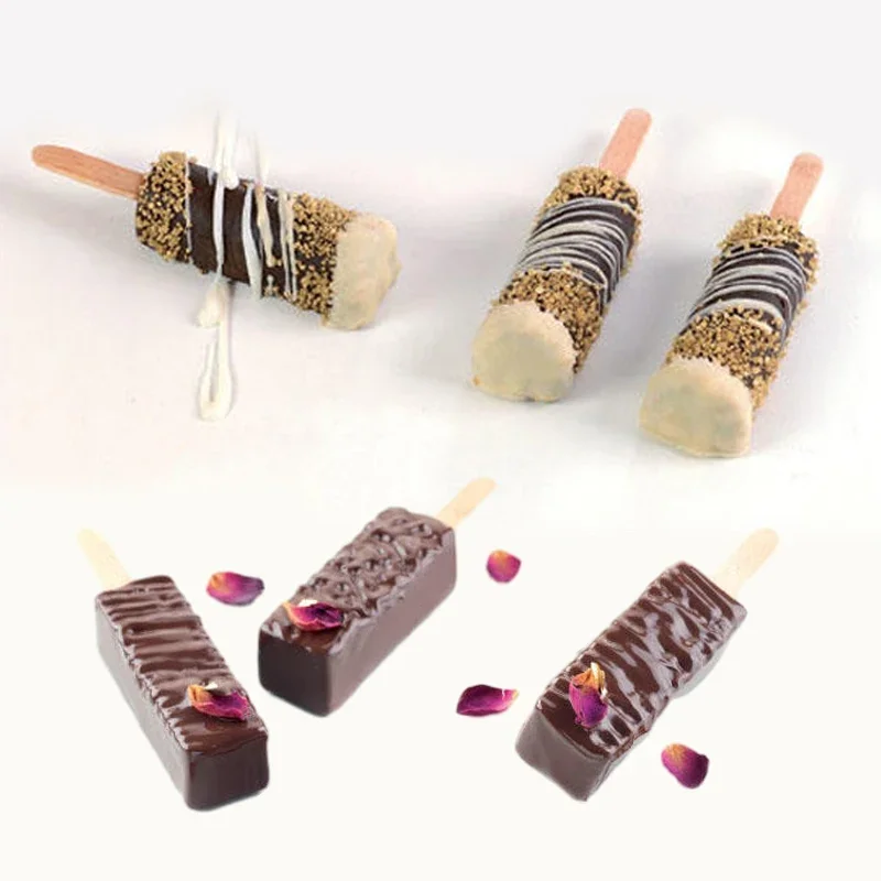 

SHENHONG 5 Cells Long Strip Silicone Popsicle Moulds Summer Ice-lolly Molds 10 Matching Plastic Sticks Cold Drink Ice Cube Tray