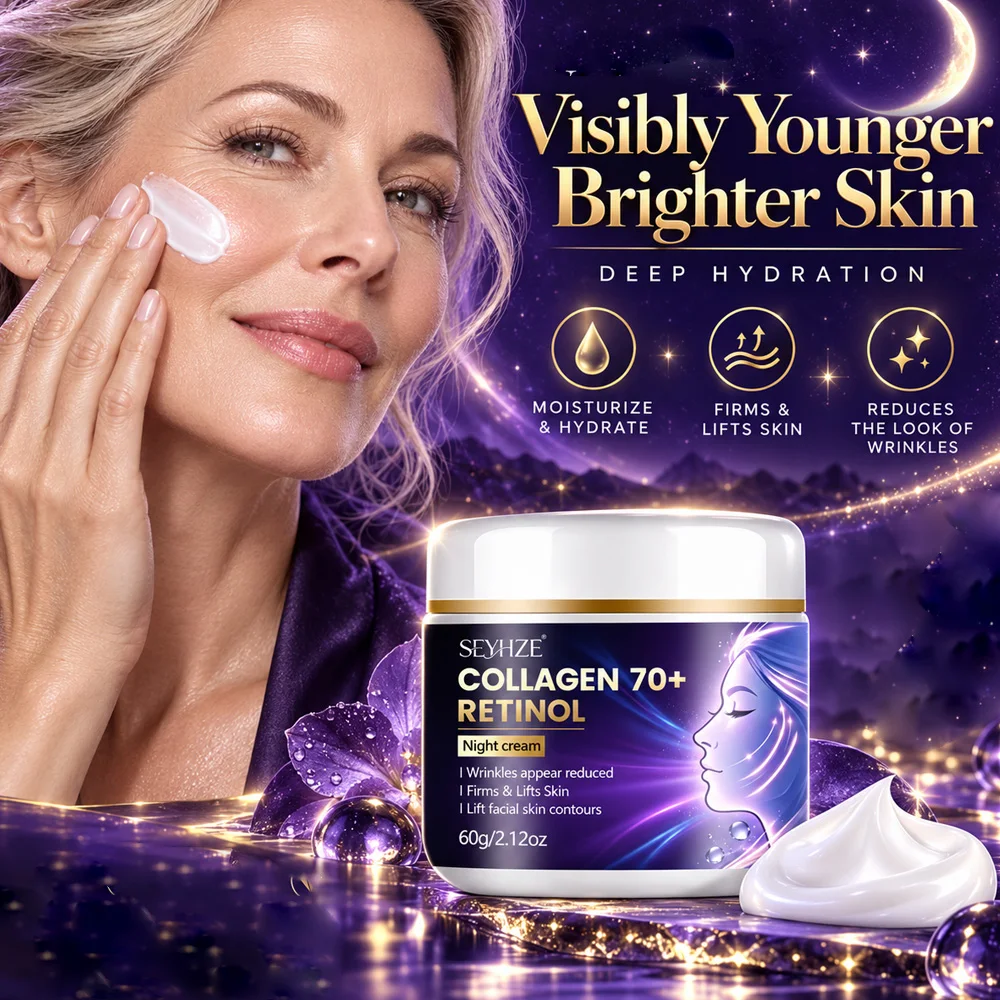 SEYHZE Collagen & Retinol Firming Night Cream, with Collagen, Makes the Face Look Smoother, Vitamin C, Hyaluronic Acid, Deep Hyd