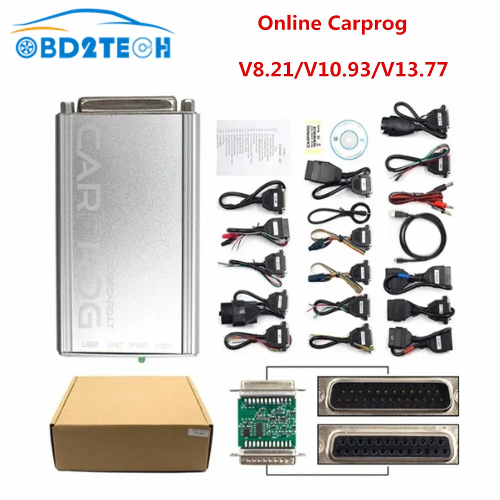 New Online Carprog 13.77 Full Adapters With keygen Car Prog 8.21/V10.93 Iprog Pro V86 For Airbag/Radio/IMMO ECU Repair Tool