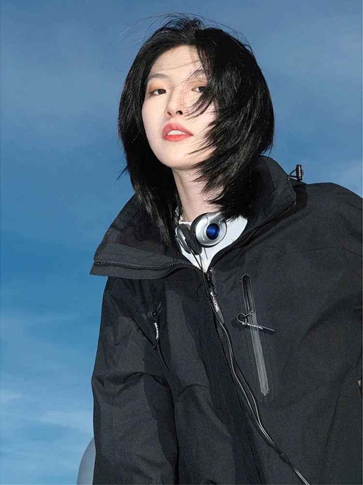 

Мужская ветрозащитная куртка для активного отдыха и альпинизма, весна-осень, черная, в стиле «Самурай», функциональная, с защитой от ветра, для походов, на молнии